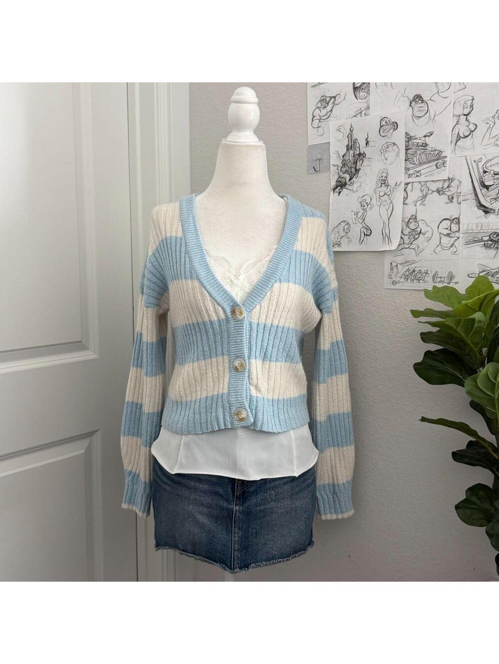 Francessa cropped striped cardigan sweater